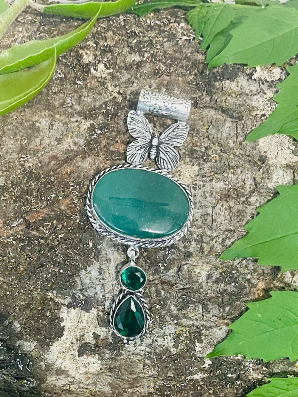 Green Aventurine Green Quartz 925 Sterling Silver Pendant